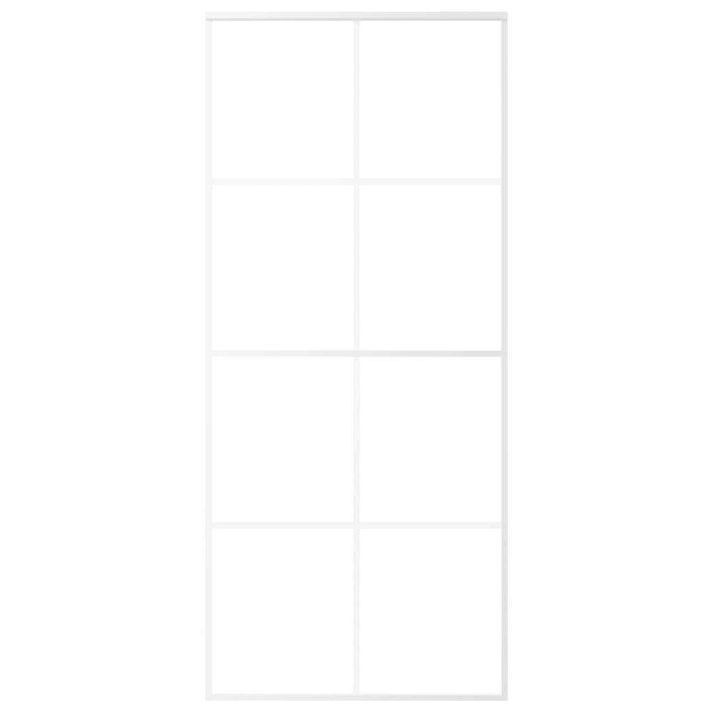 vidaXL Schiebetür ESG-Glas und Aluminium 90x205 cm Weiß