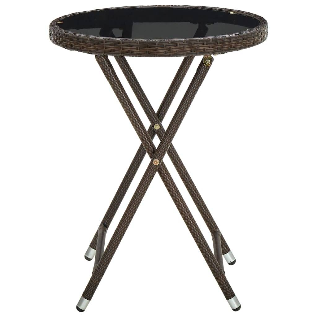 vidaXL Beistelltisch Braun 60 cm Poly Rattan und Hartglas
