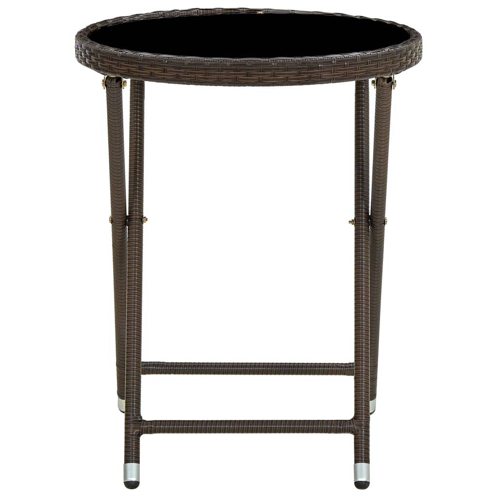 vidaXL Beistelltisch Braun 60 cm Poly Rattan und Hartglas