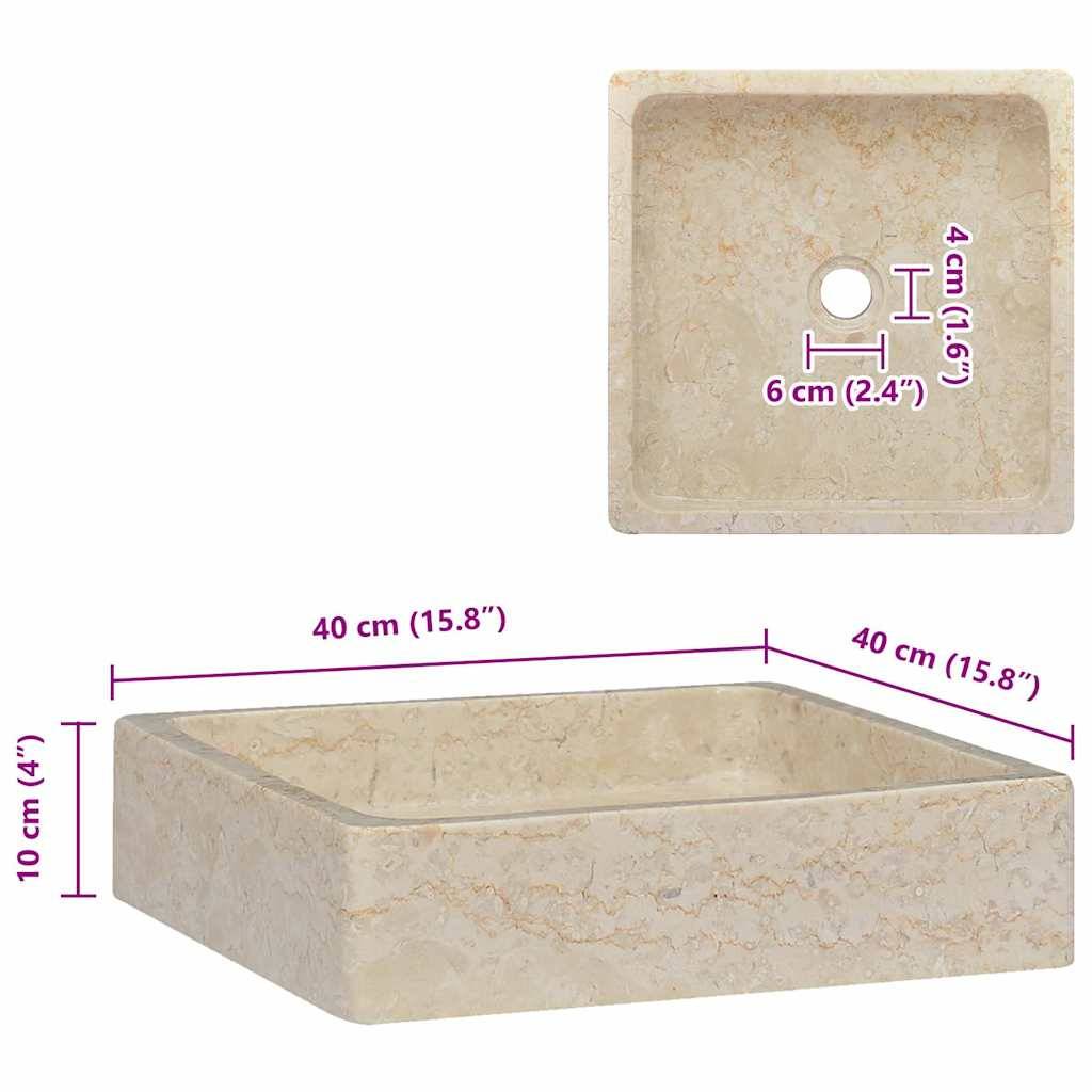 vidaXL Waschbecken Creme 40x40x10 cm Marmor