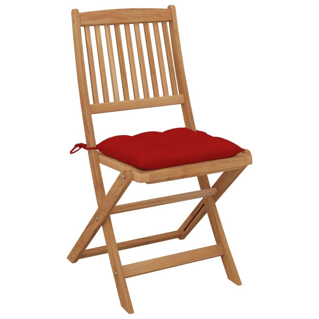 vidaXL Klappbare Gartenstühle 8 Stk. mit Kissen Massivholz Akazie