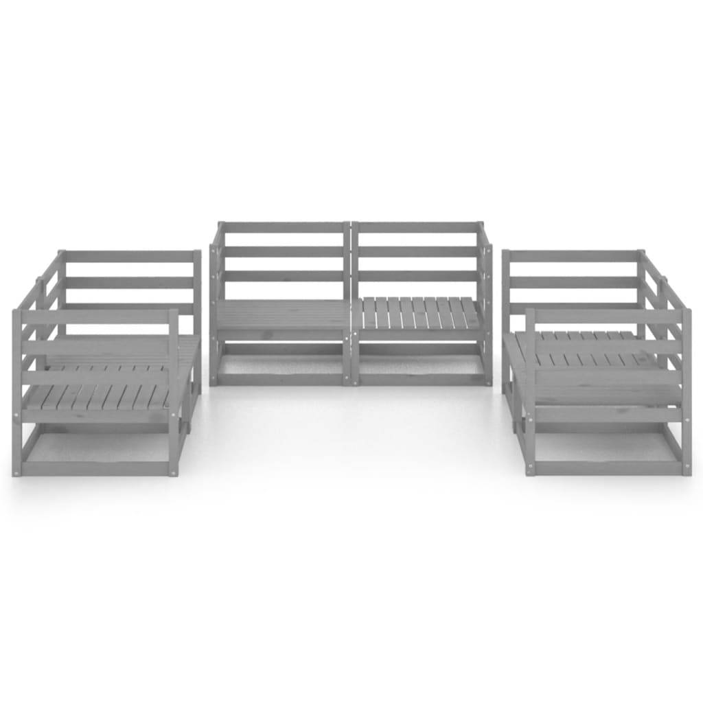 vidaXL 6-tlg. Garten-Lounge-Set Grau Massivholz Kiefer