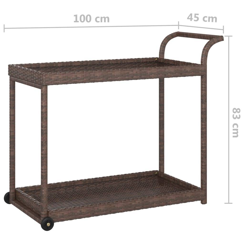 vidaXL Barwagen Braun 100x45x83 cm Poly Rattan
