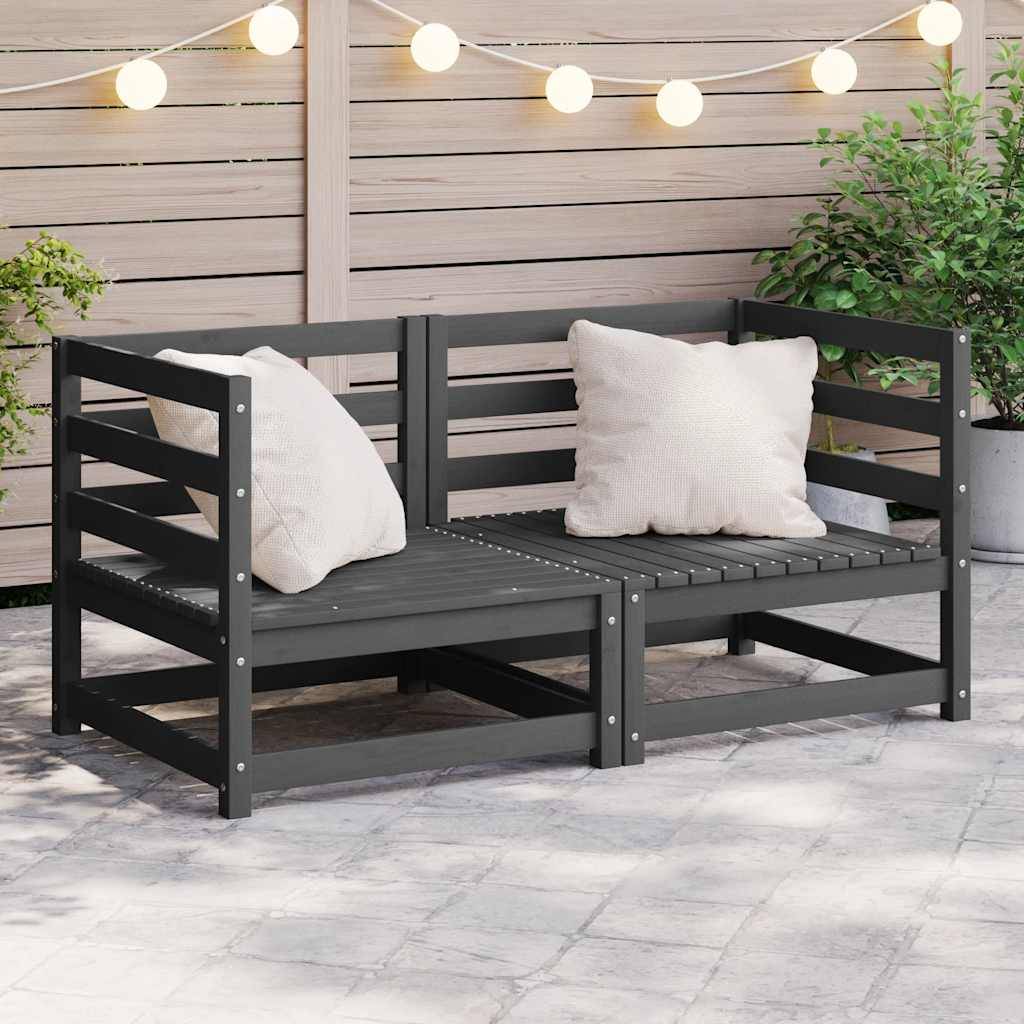 vidaXL Garten-Ecksofas 2 Stk. Grau Massivholz Kiefer