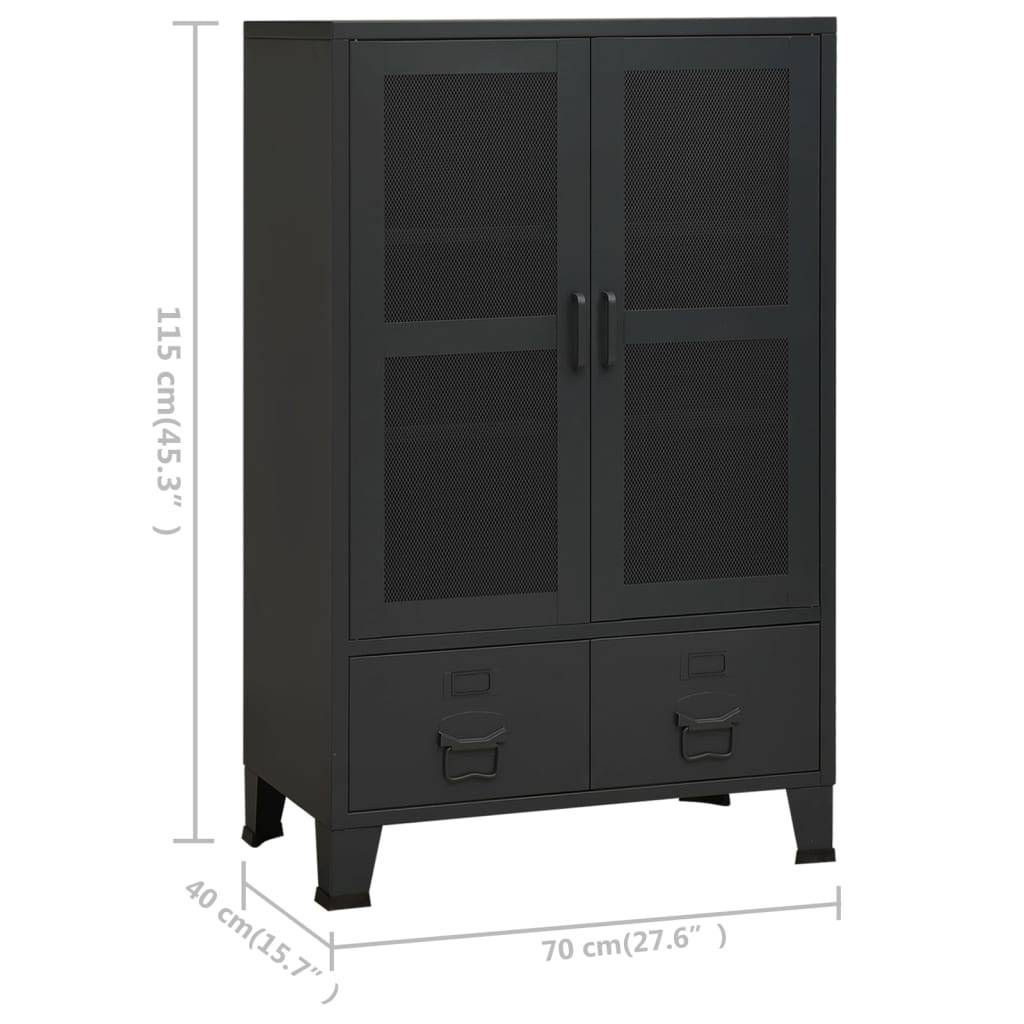 vidaXL Lagerschrank Industrial Schwarz 70x40x115 cm Metall