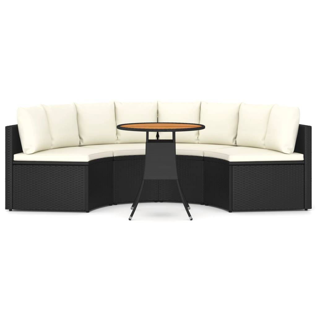 vidaXL 5-tlg. Garten-Sofagarnitur mit Auflagen Poly Rattan Schwarz