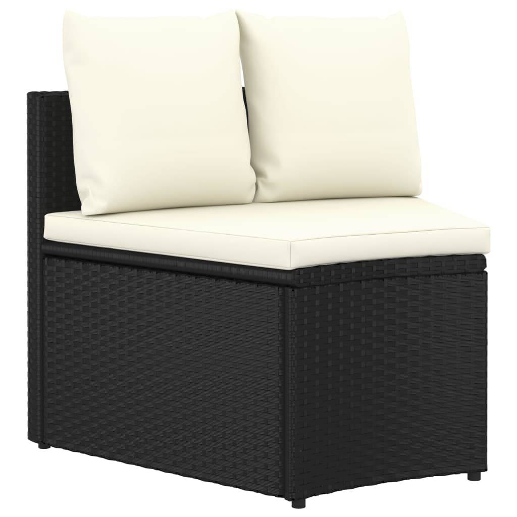 vidaXL 6-tlg. Garten-Sofagarnitur mit Auflagen Poly Rattan Schwarz