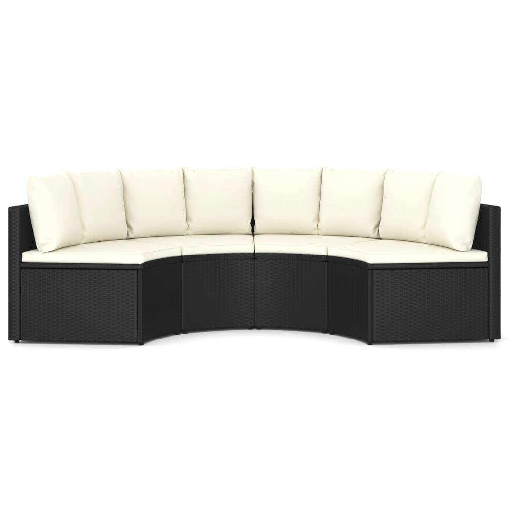 vidaXL 4-tlg. Garten-Sofagarnitur mit Auflagen Poly Rattan Schwarz