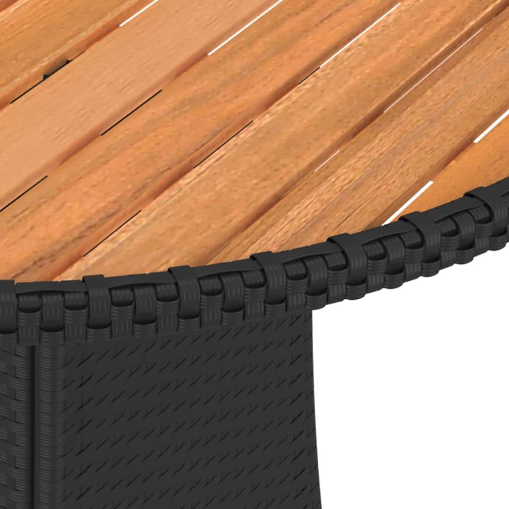vidaXL Garten-Esstisch Schwarz Ø 70 cm Poly Rattan Massivholz Akazie