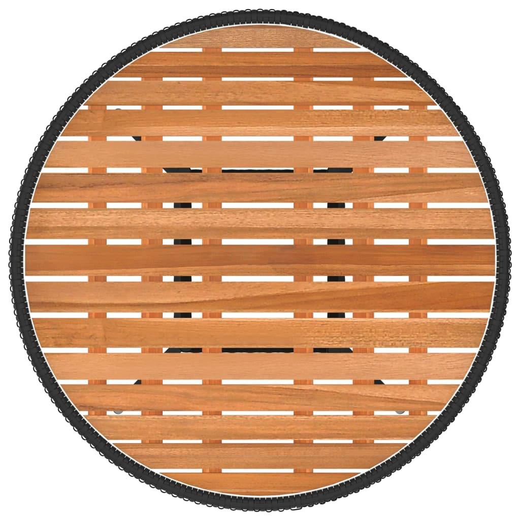 vidaXL Garten-Esstisch Schwarz Ø 70 cm Poly Rattan Massivholz Akazie