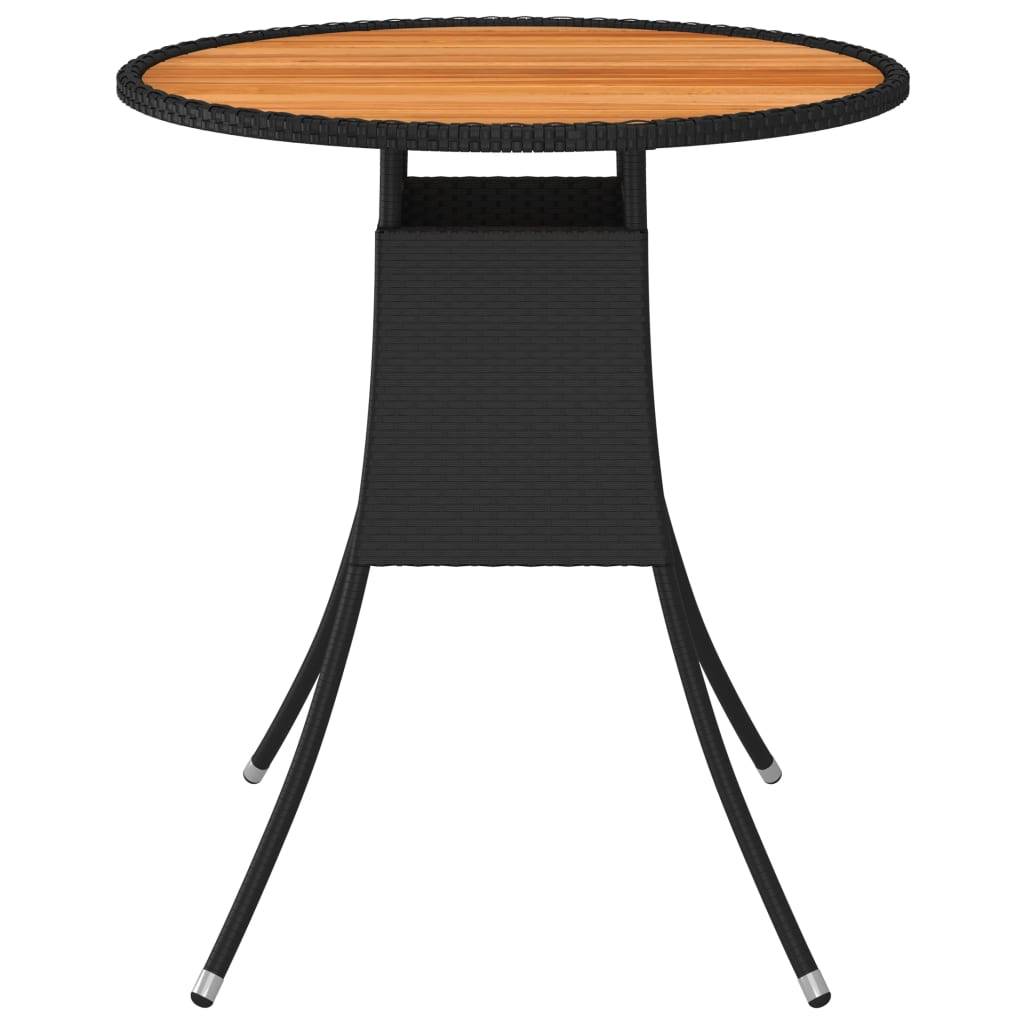 vidaXL Garten-Esstisch Schwarz Ø 70 cm Poly Rattan Massivholz Akazie