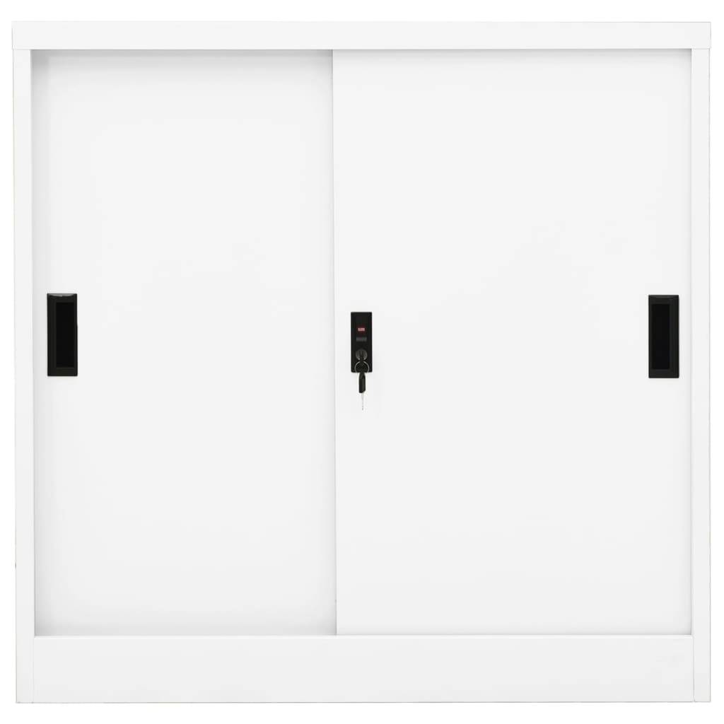 vidaXL Büroschrank mit Schiebetür Weiß 90x40x90 cm Stahl