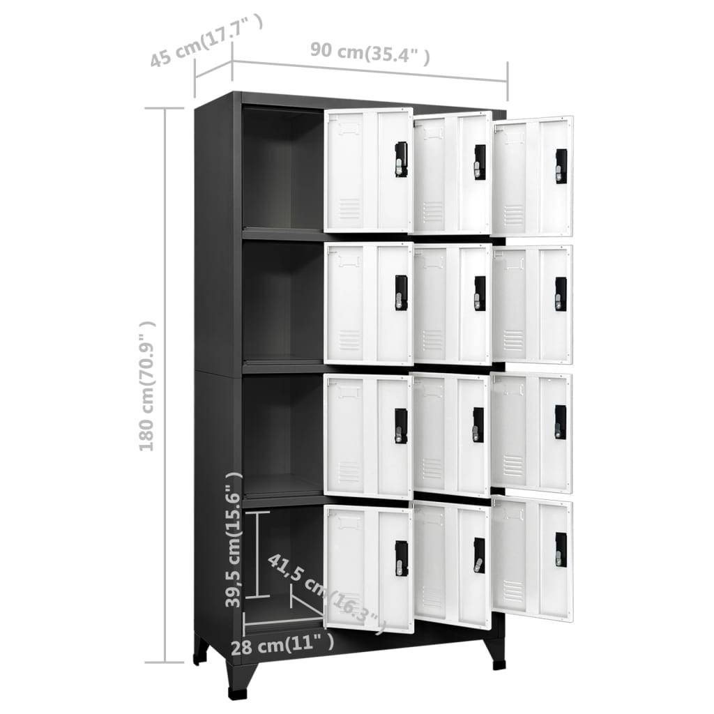 vidaXL Schließfachschrank Anthrazit und Weiß 90x45x180 cm Stahl