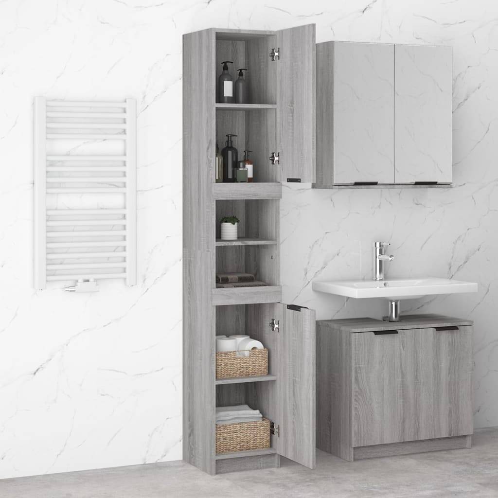 vidaXL Badschrank Grau Sonoma 32x34x188,5 cm Holzwerkstoff
