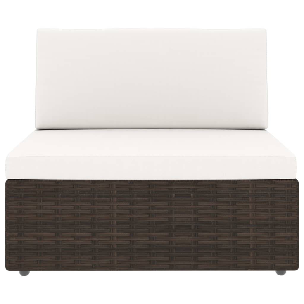 vidaXL 5-tlg. Garten-Lounge-Set mit Kissen Braun Poly Rattan