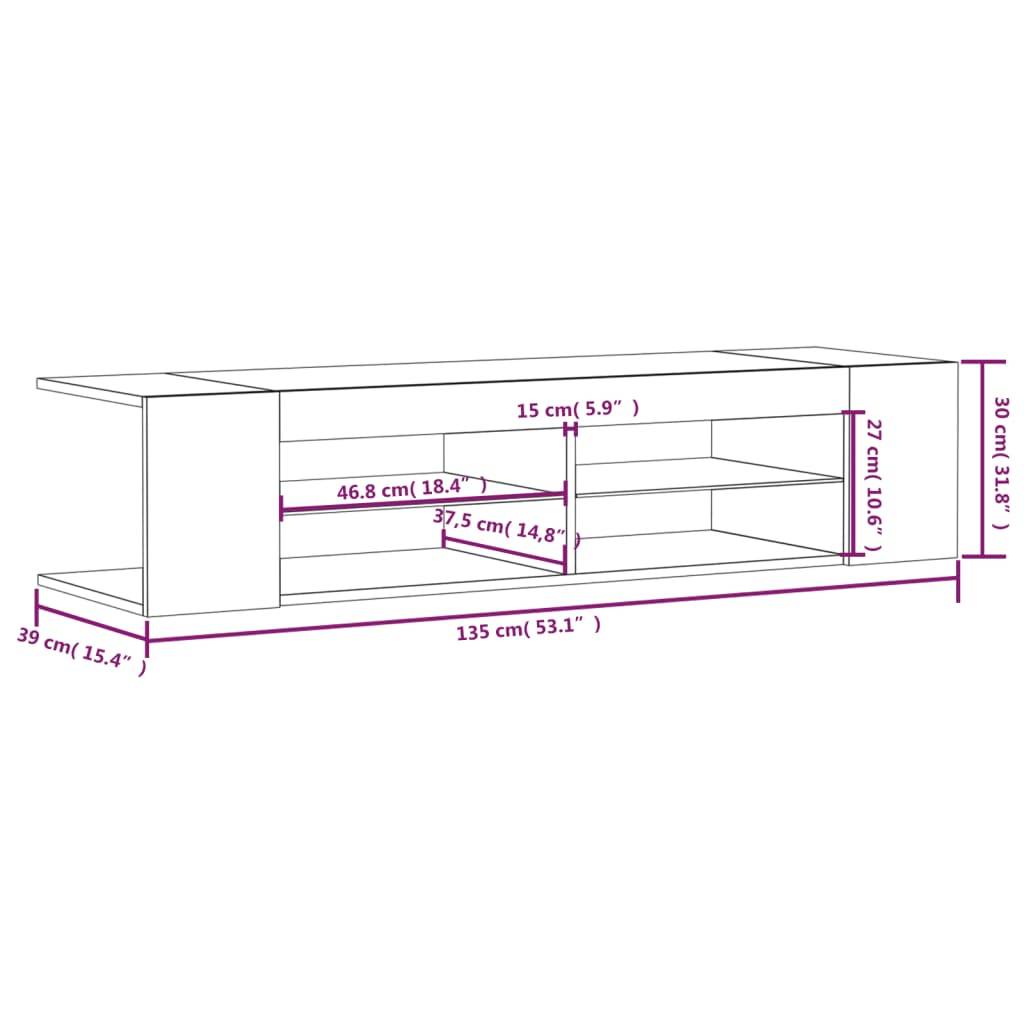 vidaXL TV-Schrank mit LED-Leuchten Räuchereiche 135x39x30 cm