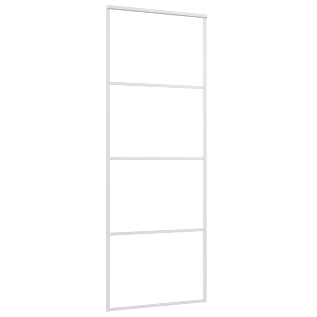 vidaXL Schiebetür ESG-Mattglas und Aluminium 76x205 cm Weiß