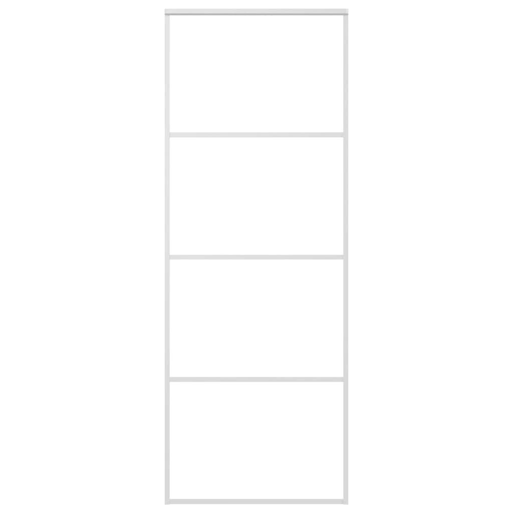 vidaXL Schiebetür ESG-Mattglas und Aluminium 76x205 cm Weiß