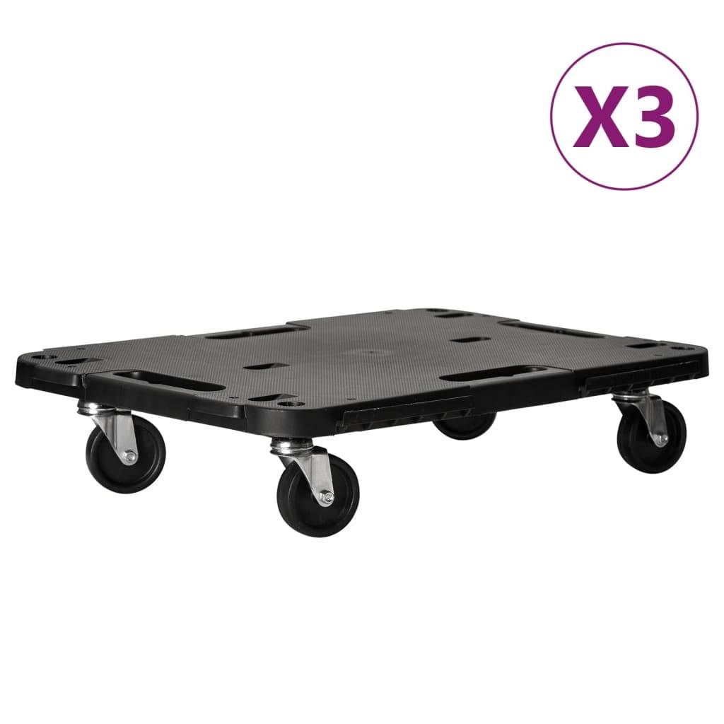 vidaXL Transportroller 3 Stk. Schwarz 58x38x12 cm Polypropylen