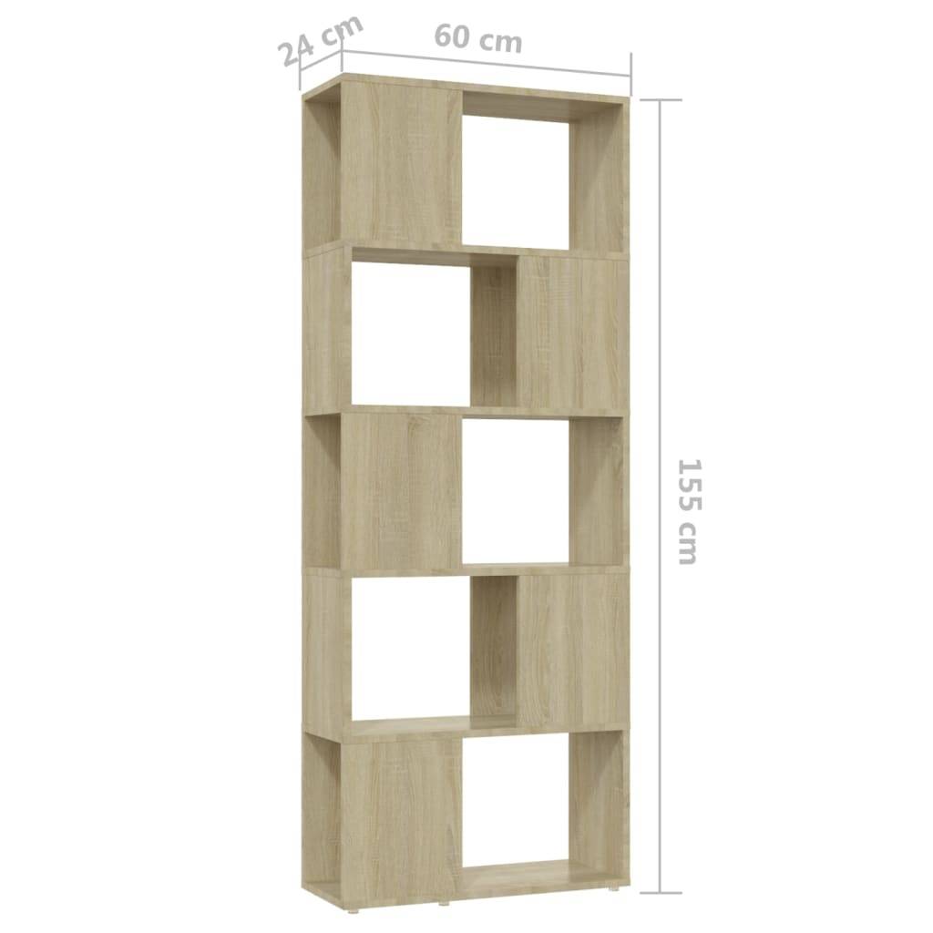 vidaXL Bücherregal Raumteiler Sonoma-Eiche 60x24x155 cm