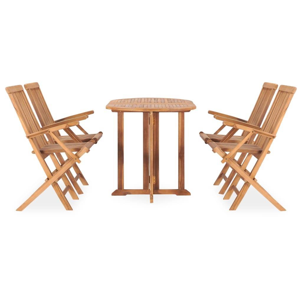 vidaXL 5-tlg. Garten-Essgruppe Klappbar Massivholz Teak