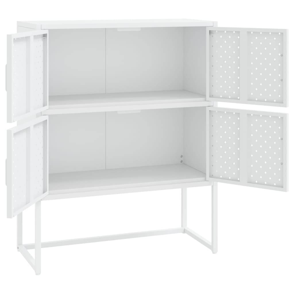 vidaXL Highboard Weiß 80x35x100 cm Stahl