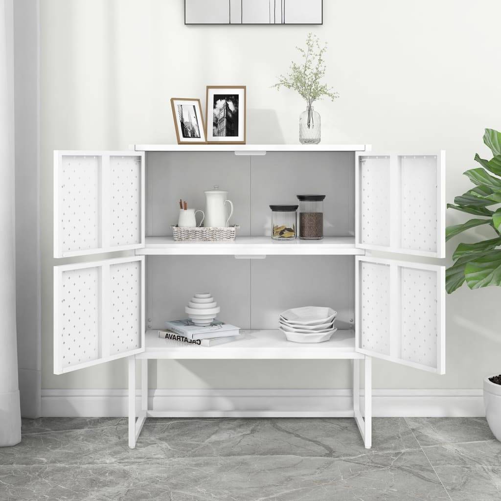 vidaXL Highboard Weiß 80x35x100 cm Stahl