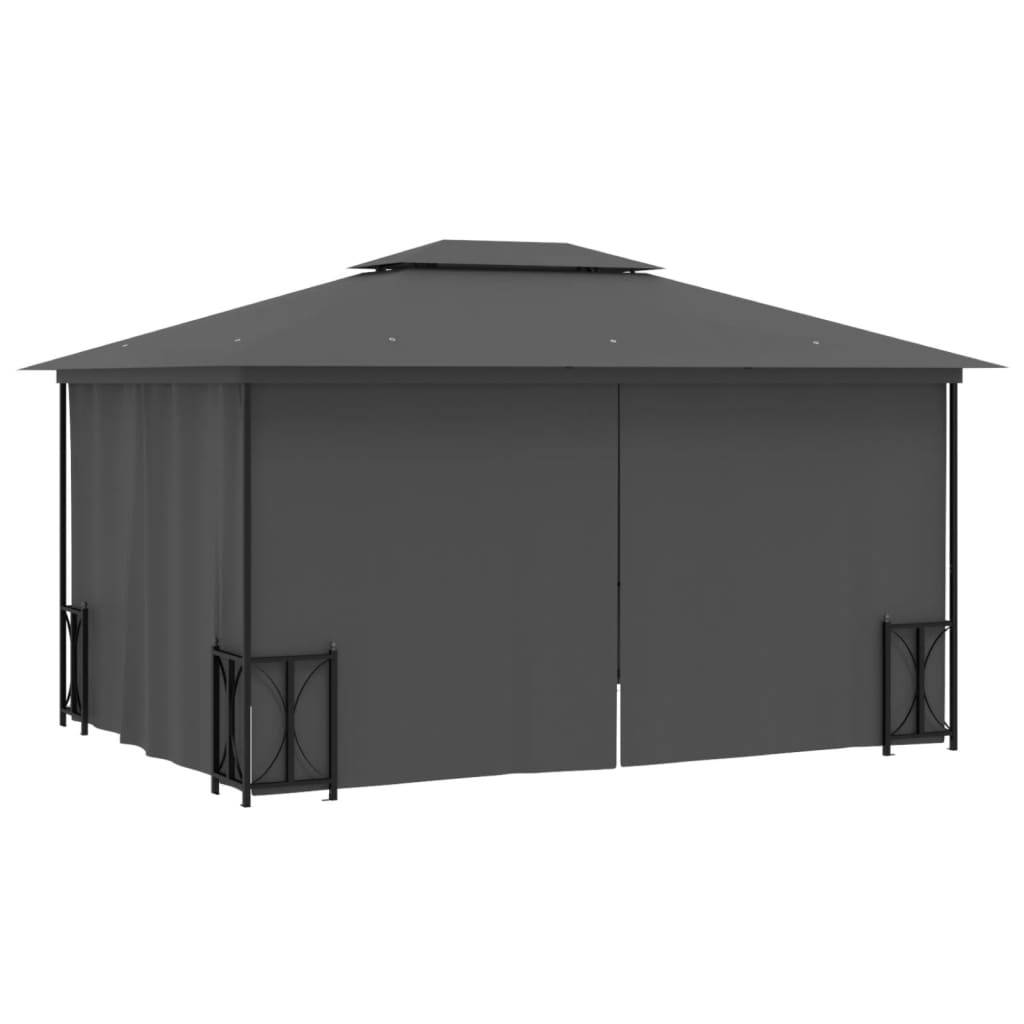 vidaXL Pavillon mit Seitenwänden & Doppeldach 3x4 m Anthrazit