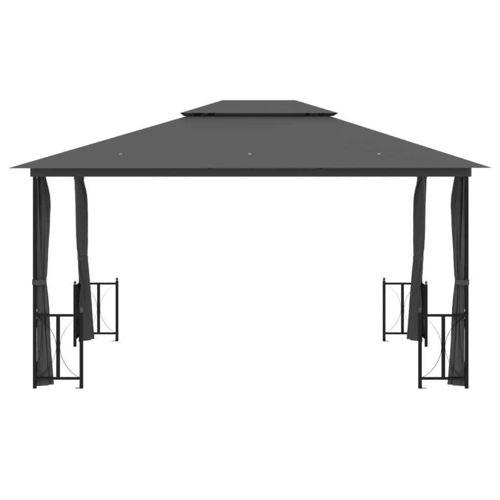 vidaXL Pavillon mit Seitenwänden & Doppeldach 3x4 m Anthrazit