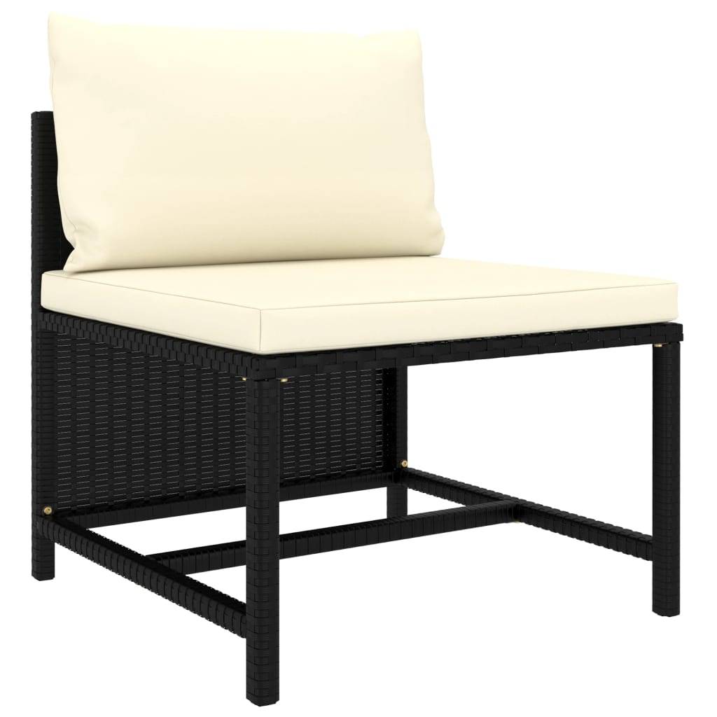vidaXL 9-tlg. Garten-Lounge-Set mit Kissen Poly Rattan Schwarz