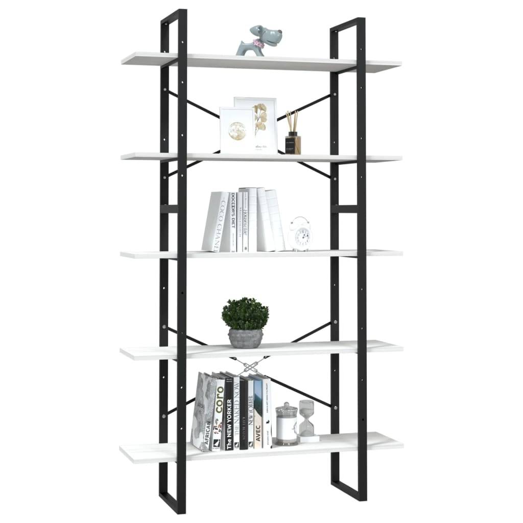 vidaXL Bücherregal 5 Fächer Weiß 100x30x175 cm Massivholz Kiefer
