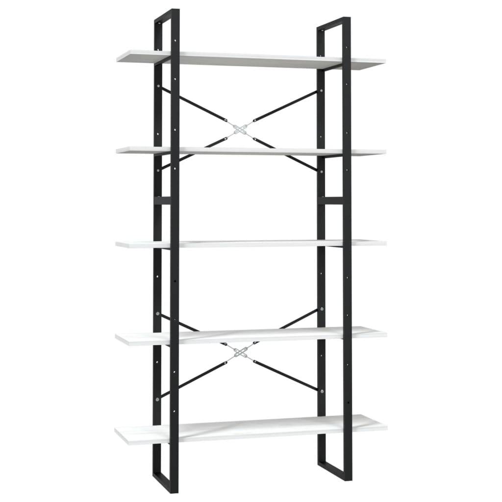 vidaXL Bücherregal 5 Fächer Weiß 100x30x175 cm Massivholz Kiefer