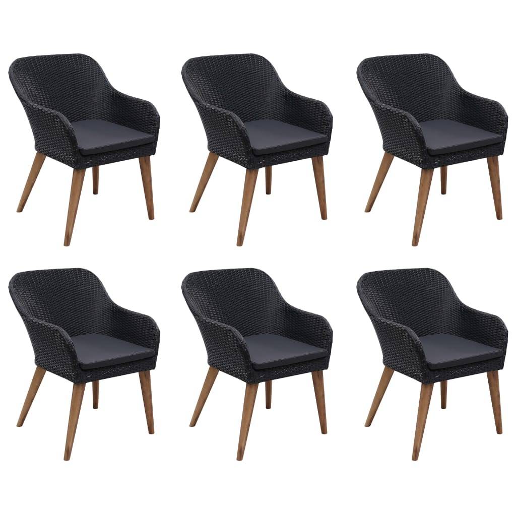 vidaXL 7-tlg. Garten-Essgruppe Poly Rattan Schwarz