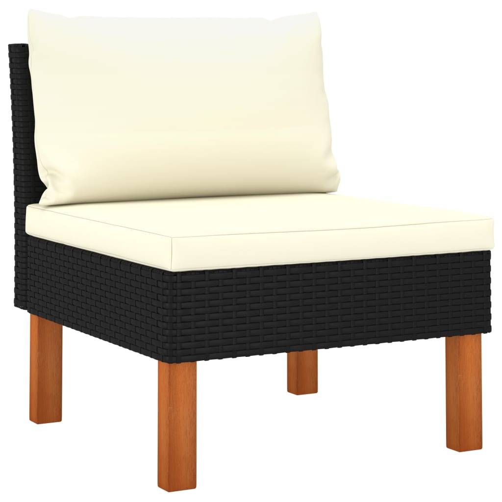 vidaXL 9-tlg. Garten-Lounge-Set Poly Rattan Eukalyptusholz Schwarz