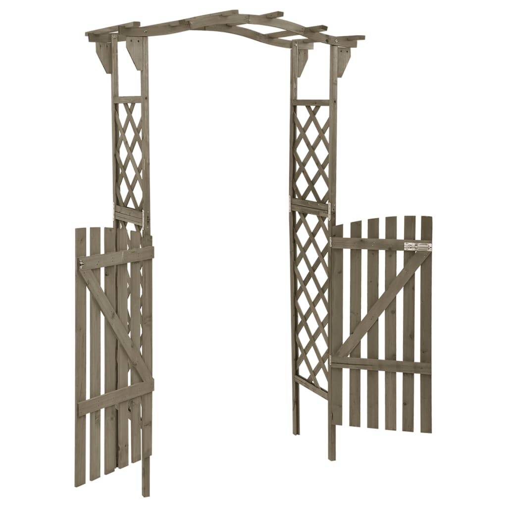 vidaXL Pergola mit Tor 116x40x204 cm Grau Massivholz Tanne
