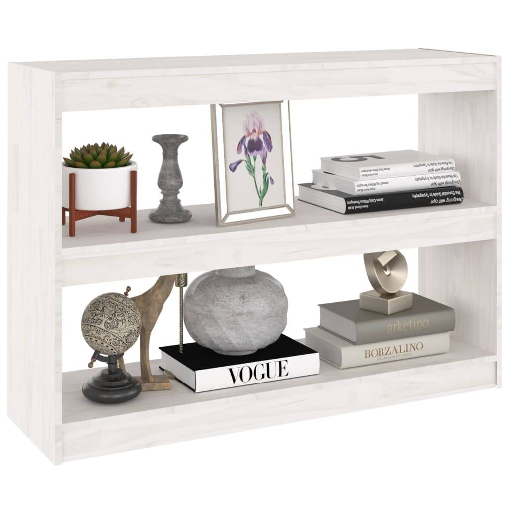 vidaXL Bücherregal Raumteiler Weiß 100x30x71,5 cm Massivholz Kiefer