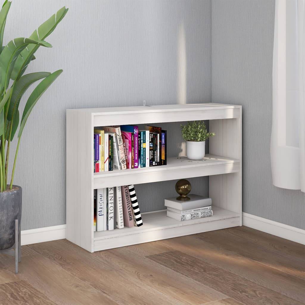 vidaXL Bücherregal Raumteiler Weiß 100x30x71,5 cm Massivholz Kiefer