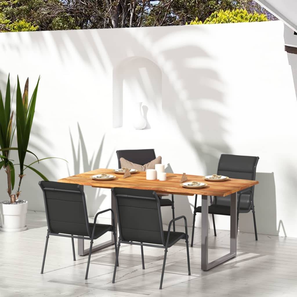 vidaXL Gartenstühle 4 Stk. Stahl und Textilene Schwarz