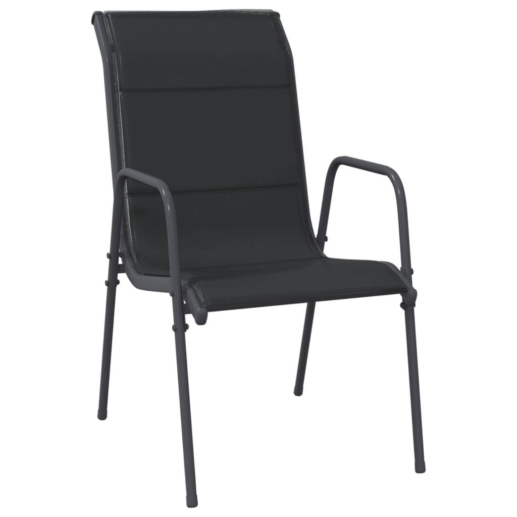 vidaXL Gartenstühle 2 Stk. Stahl und Textilene Schwarz