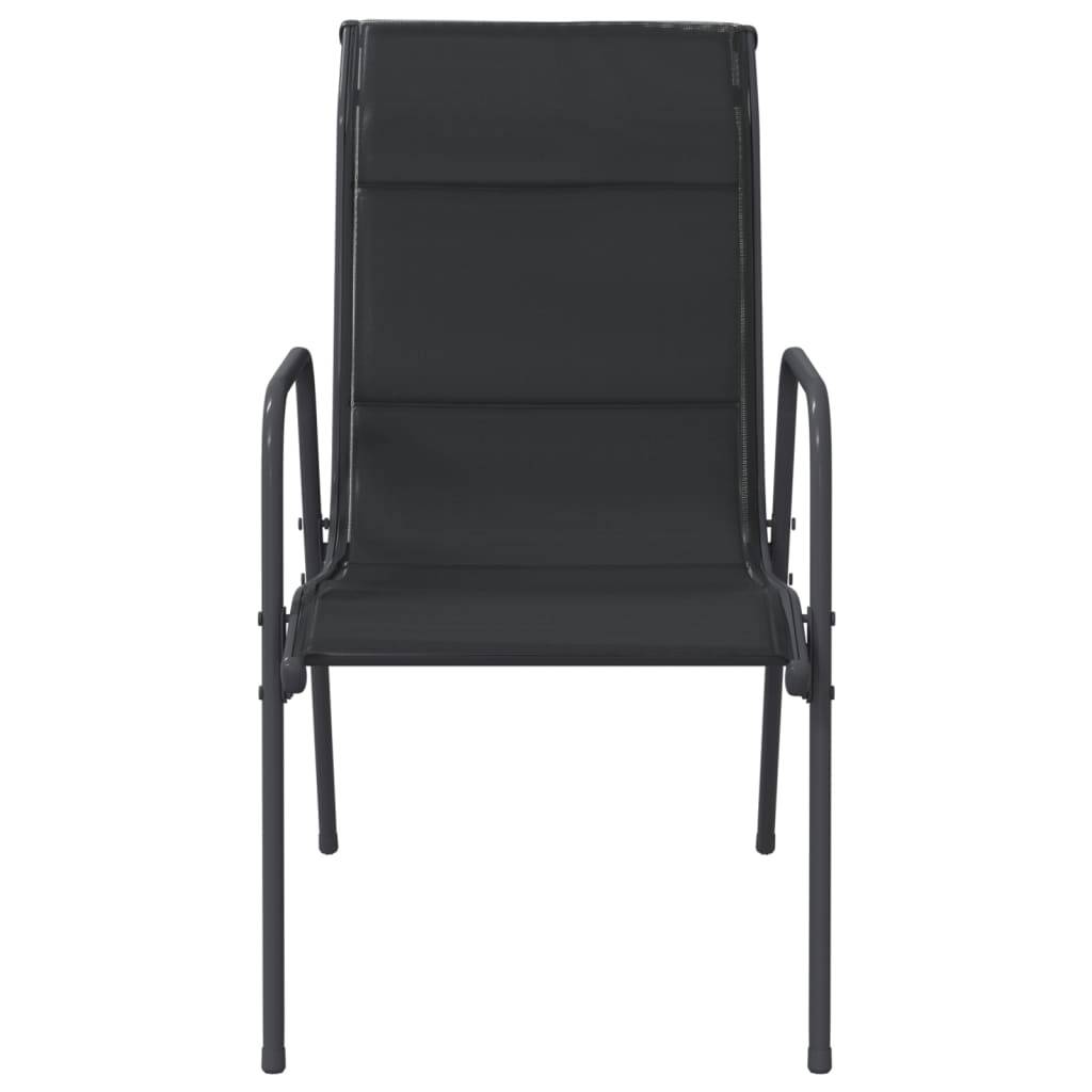 vidaXL Gartenstühle 2 Stk. Stahl und Textilene Schwarz