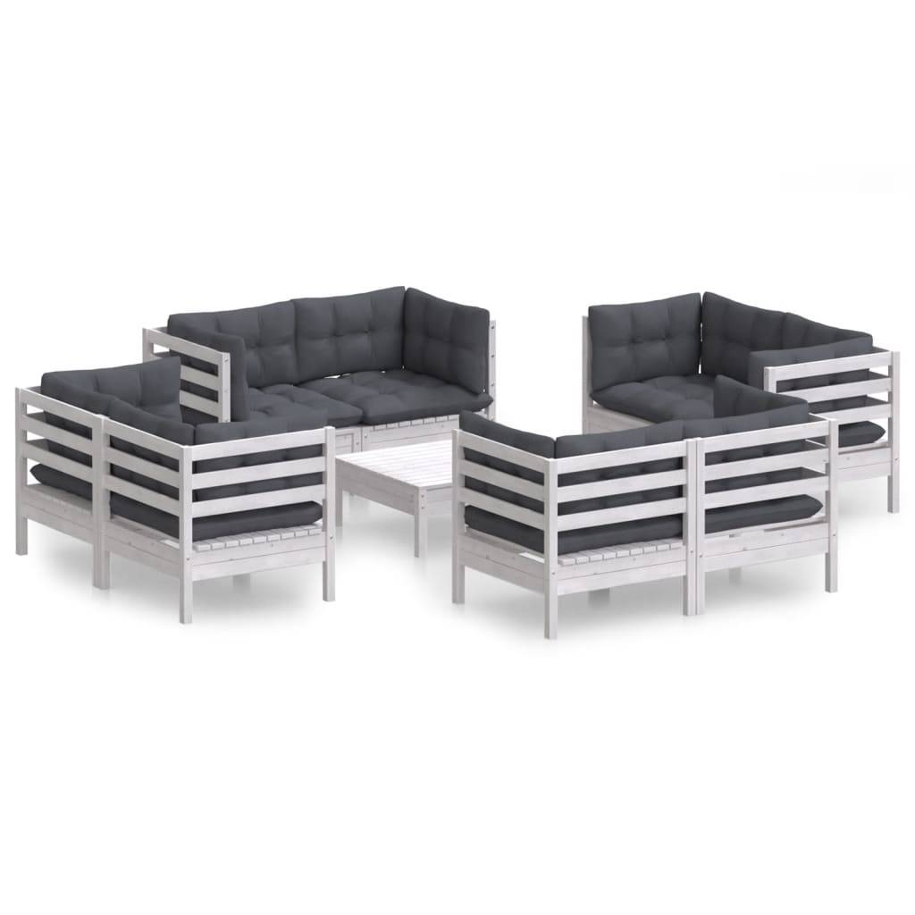vidaXL 9-tlg. Garten-Lounge-Set mit Anthrazit Kissen Kiefernholz