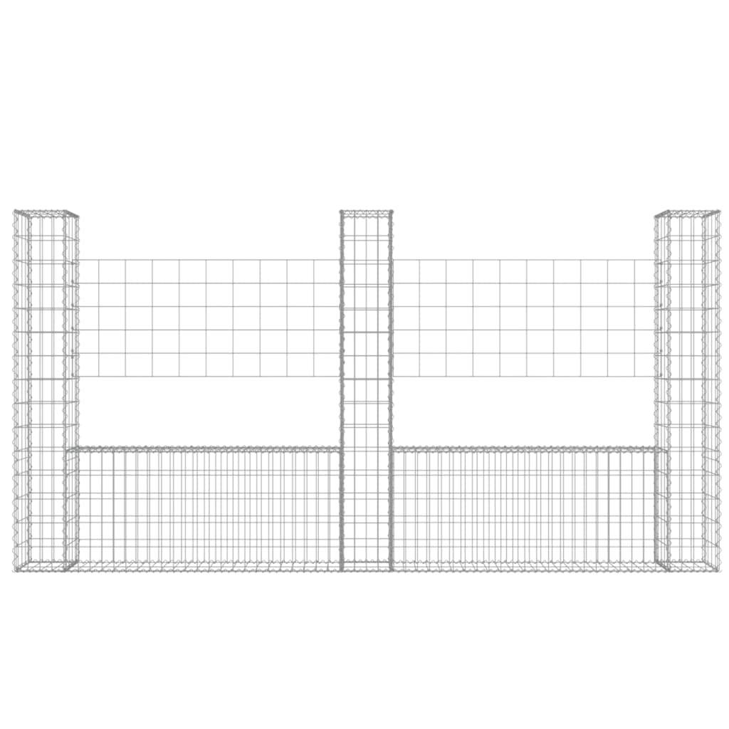 vidaXL Gabionenkorb U-Form mit 3 Säulen Eisen 260x20x150 cm