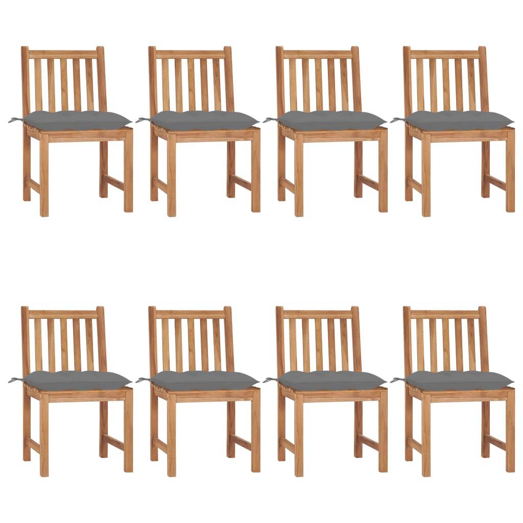 vidaXL Gartenstühle 8 Stk. mit Kissen Massivholz Teak