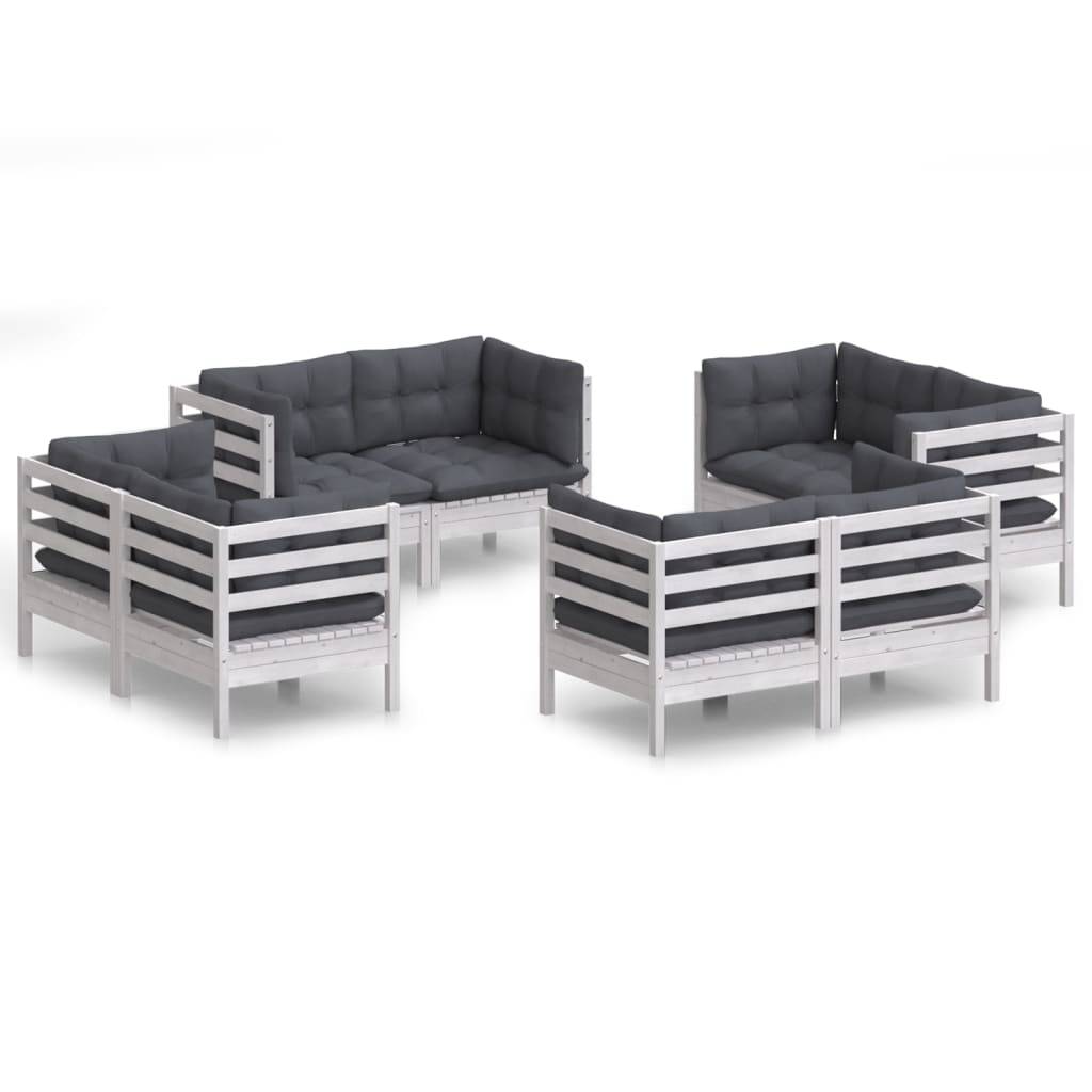vidaXL 8-tlg. Garten-Lounge-Set mit Anthrazit Kissen Kiefernholz