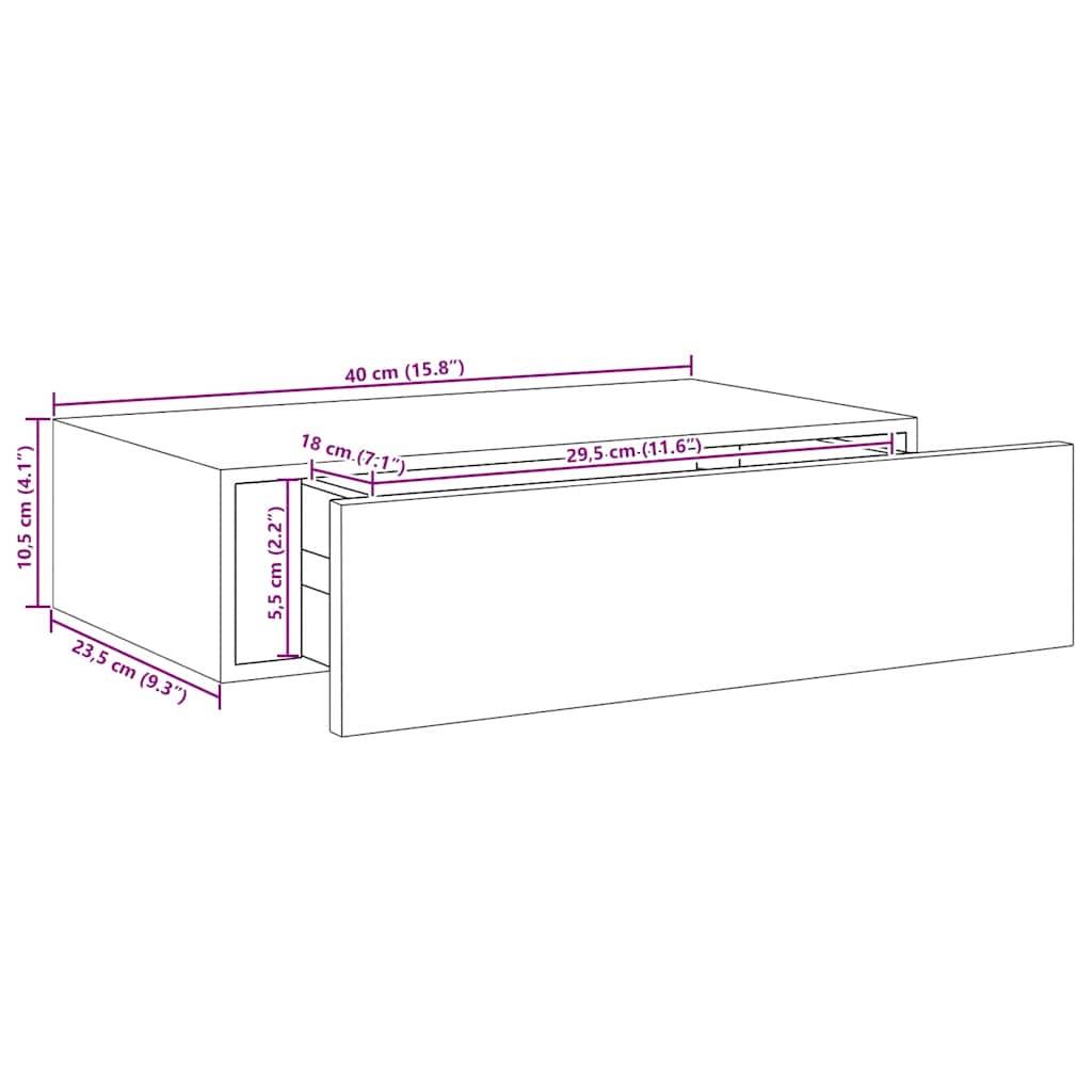 vidaXL Wandregale mit Schubladen 2 Stk. Weiß 40x23,5x10 cm MDF