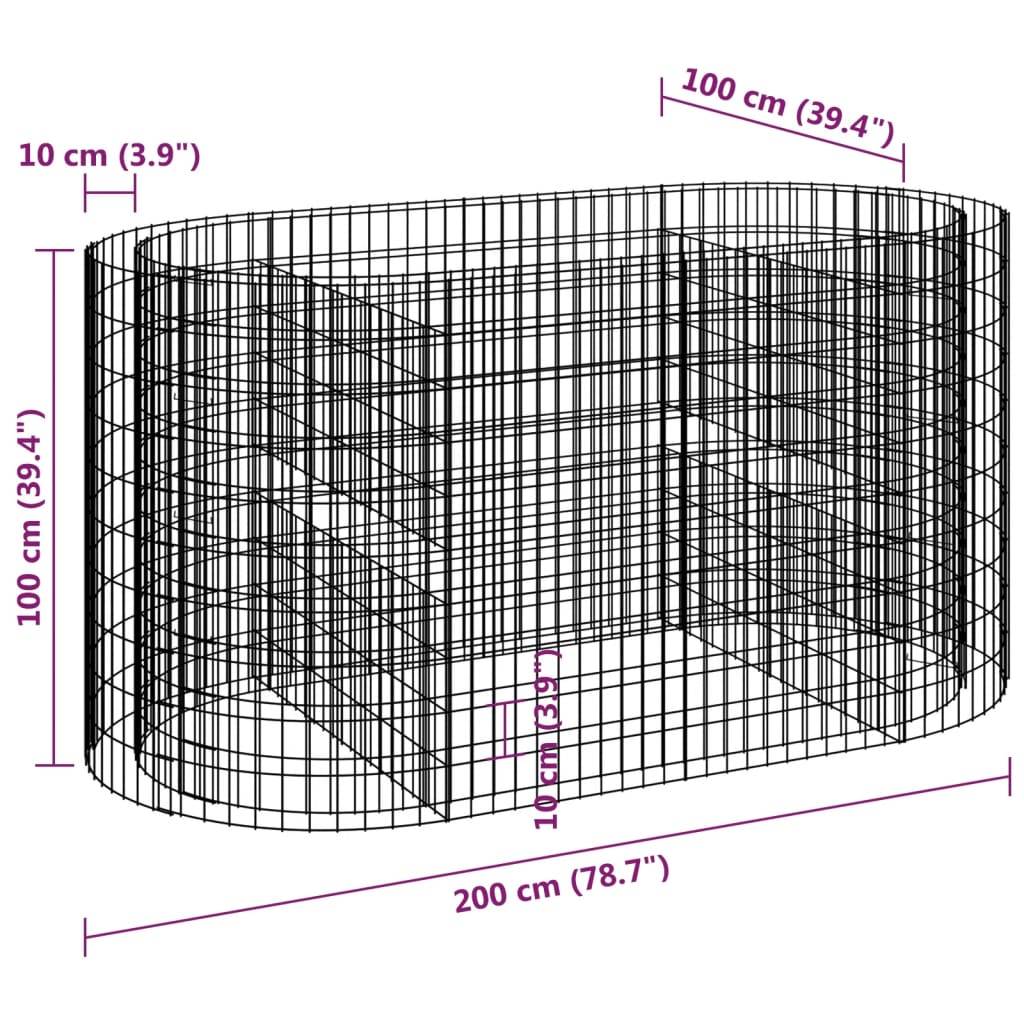 vidaXL Gabionen-Hochbeet Verzinktes Eisen 200x100x100 cm