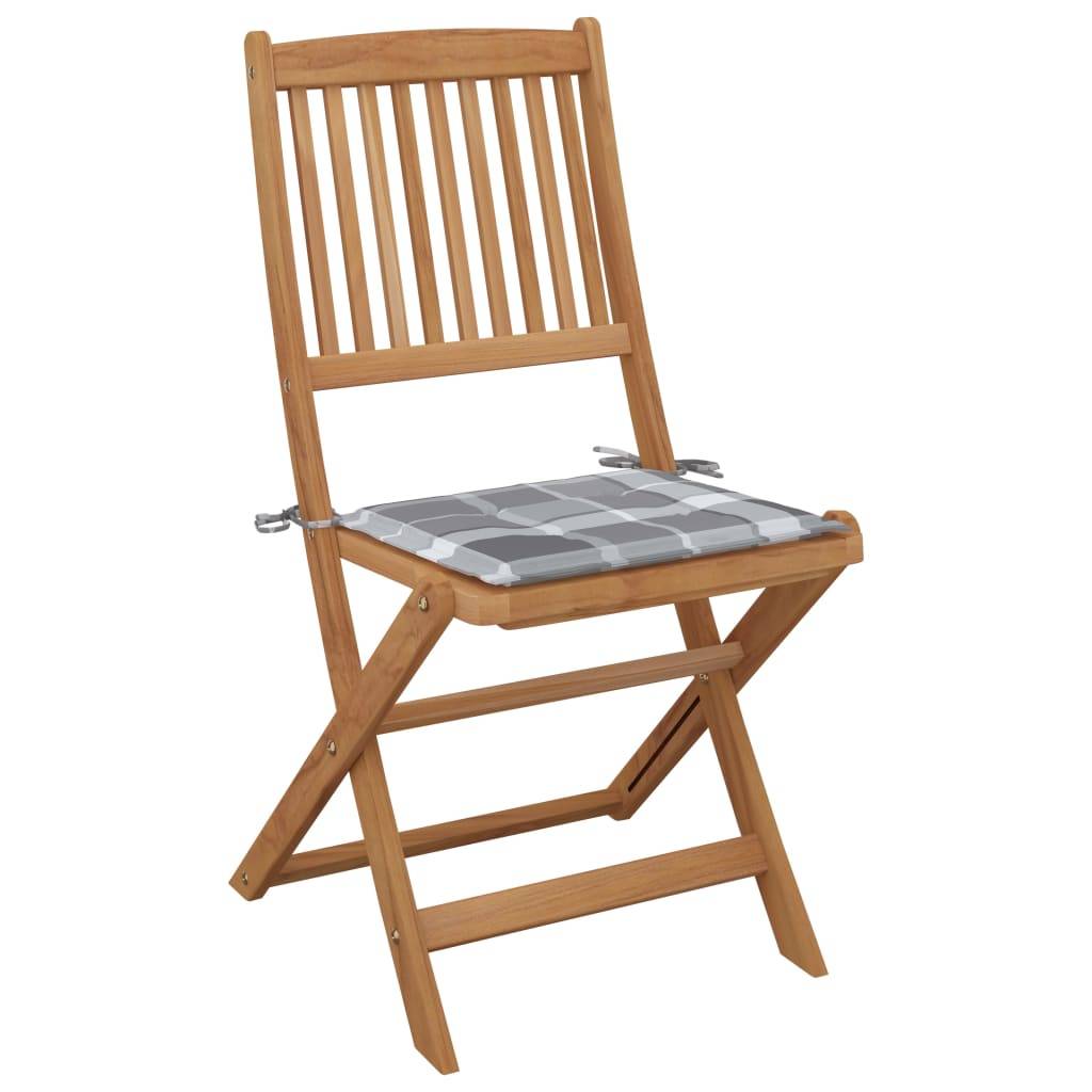 vidaXL Klappbare Gartenstühle 6 Stk. mit Kissen Massivholz Akazie