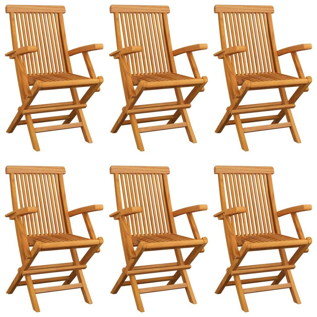 vidaXL Gartenstühle mit Hellblauen Kissen 6 Stk. Massivholz Teak