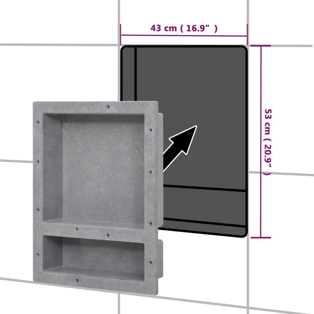 vidaXL Duschnische mit 2 Fächern Mattgrau 41x51x10 cm