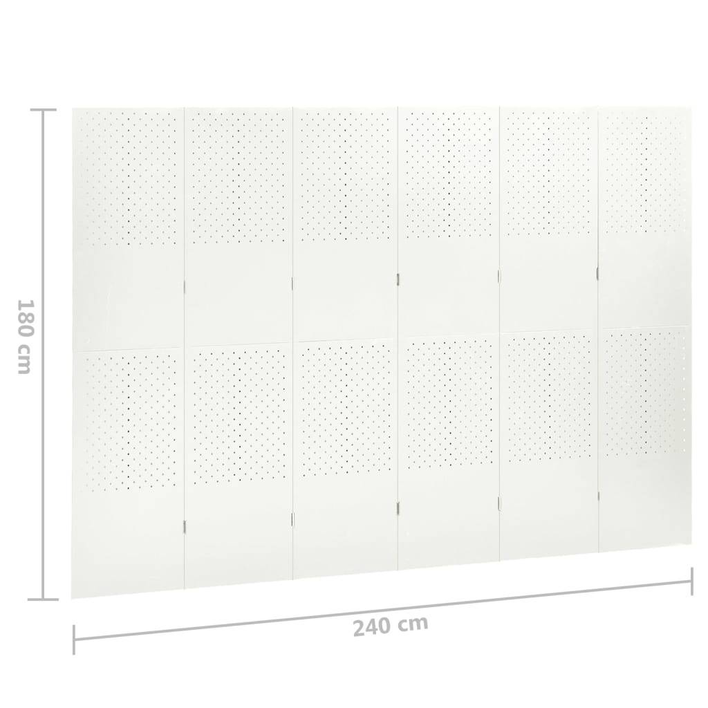 vidaXL 6-tlg. Raumteiler Weiß 240x180 cm Stahl